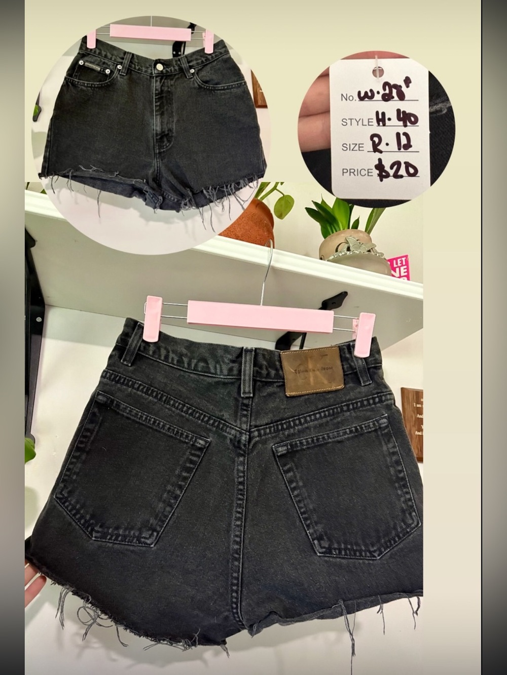 Calvin Klein Jeans Black Distressed High-Rise Denim Cutoff Shorts